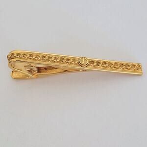 Dunhill Vintage Tie Clasp Clip Bar Gold Retro Chain Geometric Glam